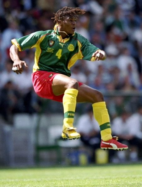 Rigobert Song 1998 World Cup Wearing Contrasting Puma Football Boots