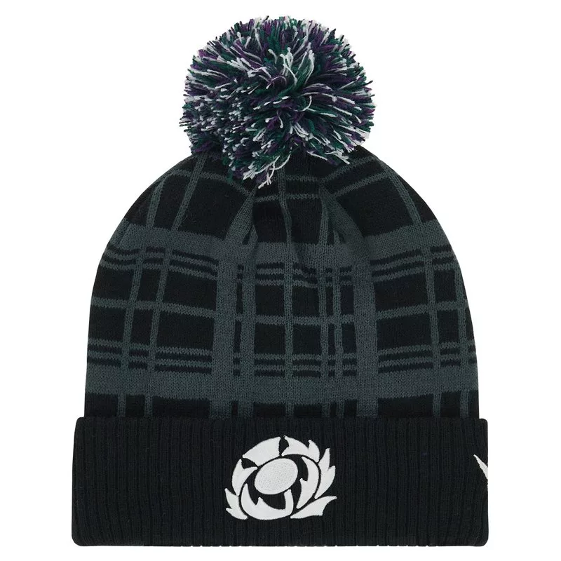 Scotland Bobble Hat, featuring the signature tartan associated with Scotland. Explore more at Lovell-rugby.co.uk