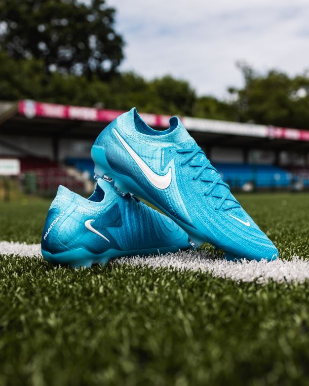 Nike Phantom GX II football boots in their unique Blue Fury/White colourway that is part of the  Nike Mad Ambition colour scheme.