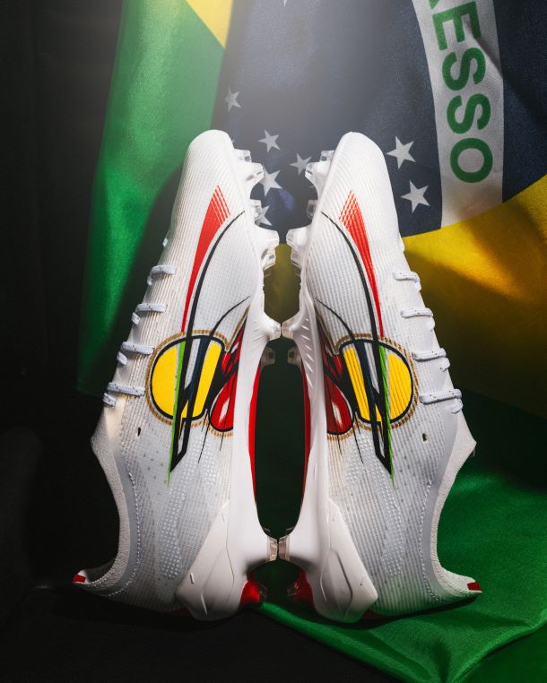 Puma Senna Pack featuring the latest Puma Ultra Ultimate 5 Football Boots inspired by the F1 Journey of Ayrton Senna.